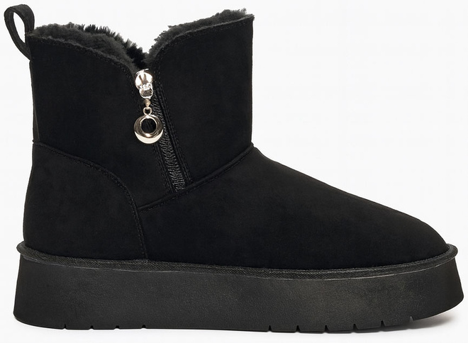 CZARNE OCIEPLANE ŚNIEGOWCE BOTKI NA PLATFORMIE ELDIRA 1