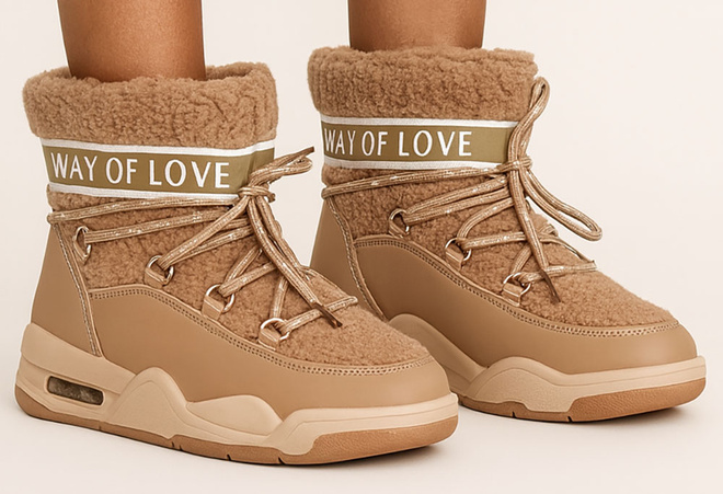 BEŻOWE OCIEPLANE ŚNIEGOWCE BOTKI PLATFORMA WSUWANE DOROMA 2