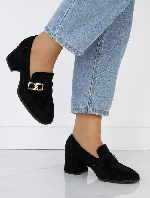 CZARNE PÓŁBUTY MOKASYNY ZAMSZOWE KLASYCZNE HAYLE