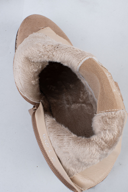 DAMSKIE BEŻOWE ZAMSZOWE BOTKI TRAPERY OCIEPLANE LAVENA 5