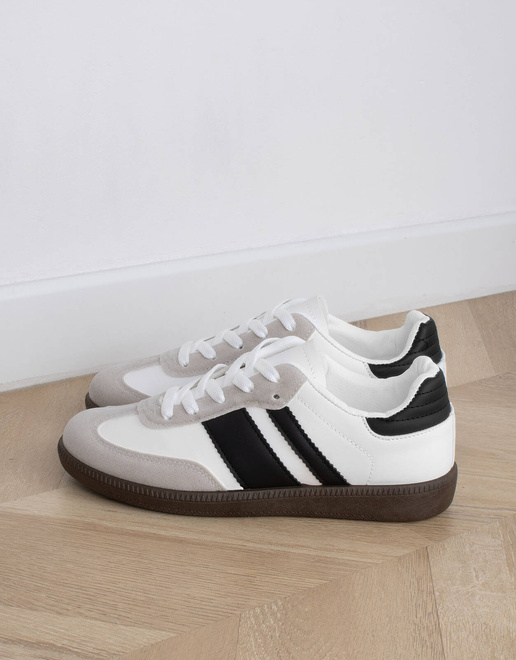 BIAŁE SNEAKERSY TRAMPKI WSTAWKI SKÓRZANE SPORTOWE SANDRA 6