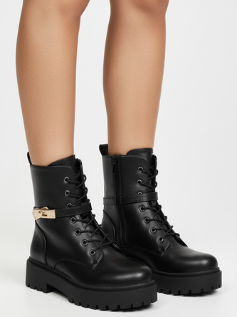 CZARNE BOTKI  DAMSKIE OCIEPLANE TRAPERY NA PLATFORMIE ESTERI