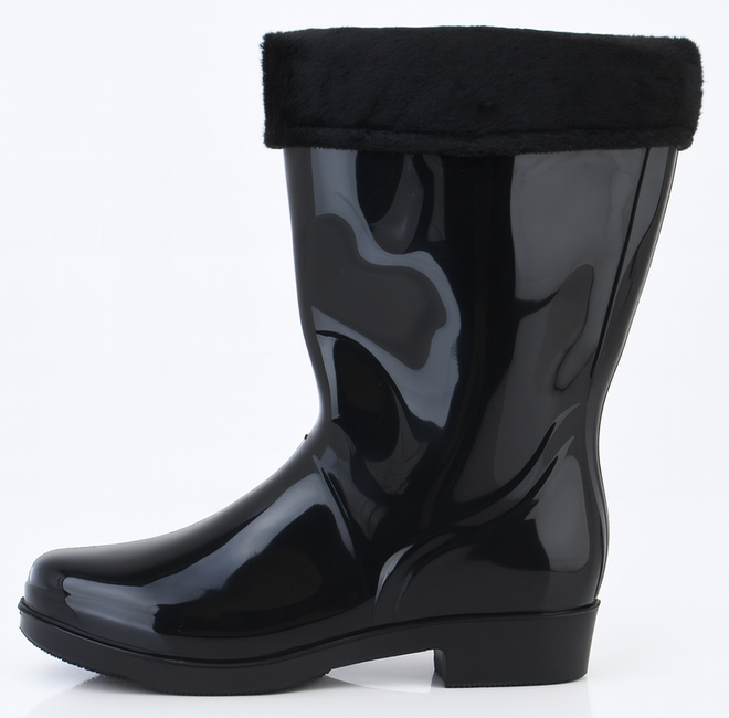 CZARNE OCIEPLANE LAKIEROWANE KALOSZE SZTYBLETY 3