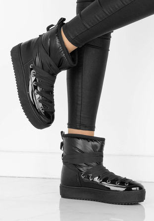 CZARNE ŚNIEGOWCE BOTKI OCIEPLANE WSUWANE DELINA