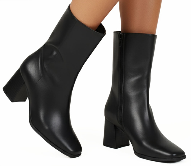 CZARNE DAMSKIE BOTKI NA SŁUPKU SKÓRZANE NA ZAMEK SALASA 2