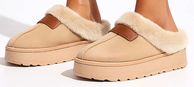 BEŻOWE KAPCIE OCIEPLANE NA GRUBEJ PODESZWIE WSUWANE CALVIRA 4