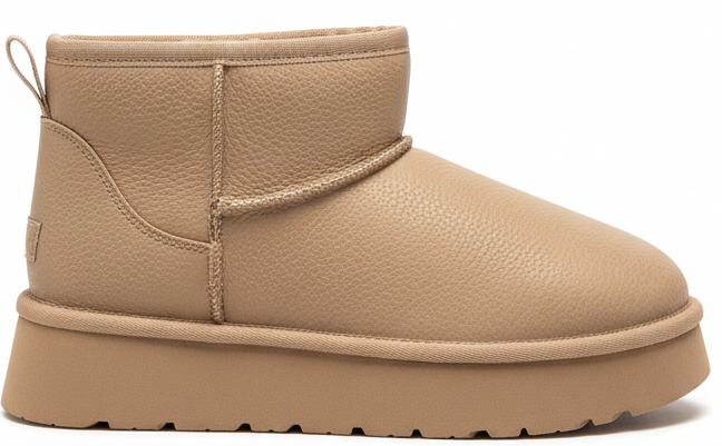 KHAKI OCIEPLANE ŚNIEGOWCE BOTKI NA PLATFORMIE EKO SKÓRA 1