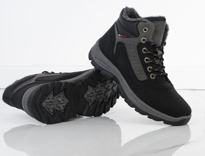 CZARNE MĘSKIE OCIEPLANE BUTY TREKKINGOWE TRAPERY 3