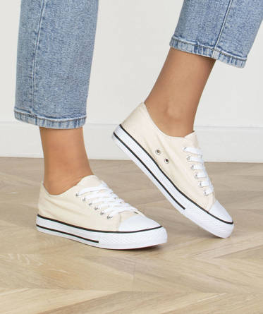 BEŻOWE KLASYCZNE NISKIE TRAMPKI DAMSKIE  FLEX