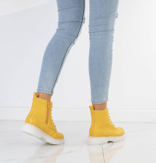 ŻÓŁTE OCIEPLANE BOTKI TRAPERY GLANY 6