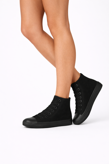 KLASYCZNE CZARNE WYSOKIE TRAMPKI TENISÓWKI SZNUROWANE 5