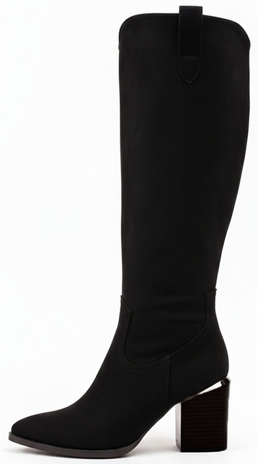 DAMSKIE CZARNE WYSOKIE KOZAKI ZAMSZOWE NA SŁUPKU 4