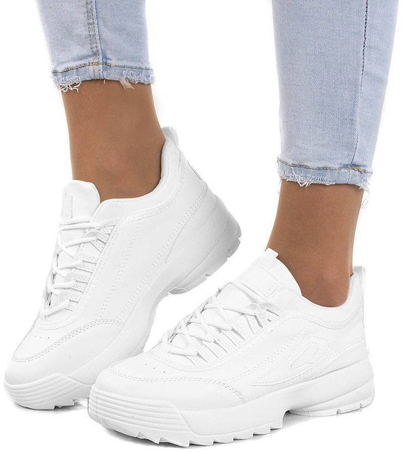SPORTOWE BIAŁE SNEAKERSY TRAMPKI GRUBEJ PODESZWIE ESSENTIAL 4