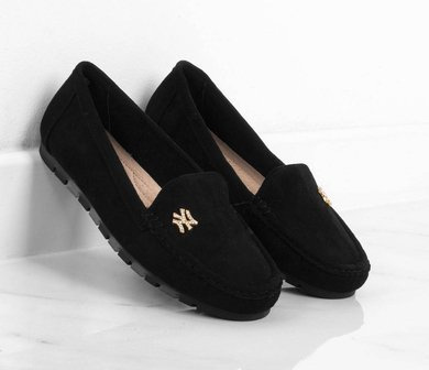 CZARNE ZAMSZOWE MOKASYNY MARITA