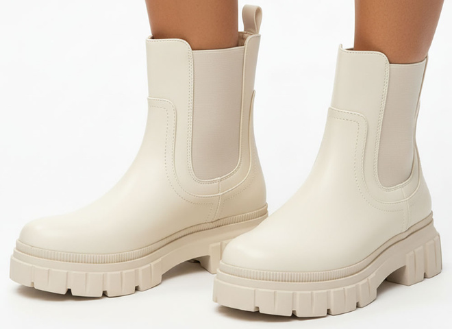 BEŻOWE SKÓRZANE BOTKI SZTYBLETY PLATFORMA CANDELA 4