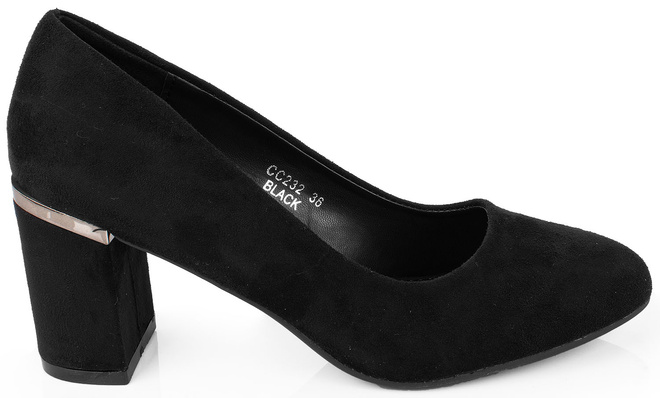 CZARNE KLASYCZNE CZÓŁENKA ZAMSZOWE NA SŁUPKU LUKA 1