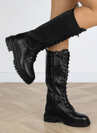 CZARNE DAMSKIE KOZAKI SKÓRZANE NA SŁUPKU BETSY