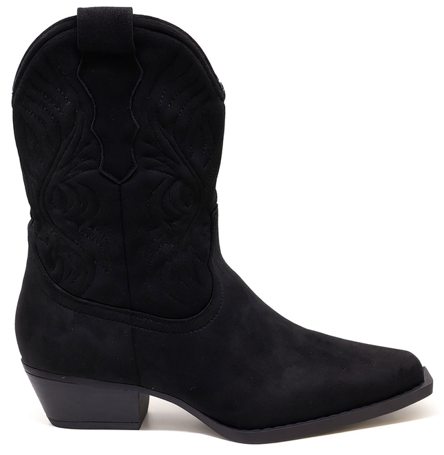 CZARNE ZAMSZOWE WYSOKIE KOWBOJKI BOTKI OBCAS ERANI 1