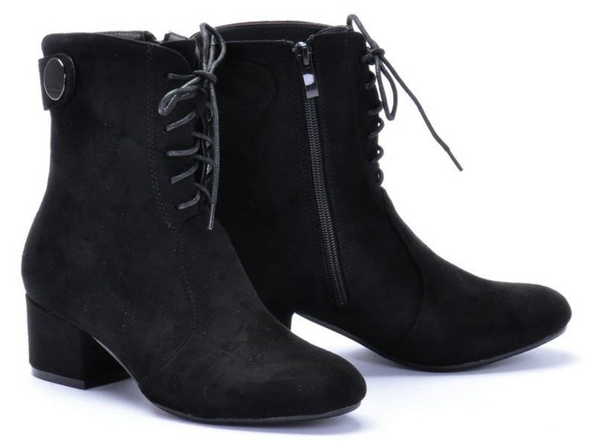 CZARNE ZAMSZOWE  OCIEPLANE  BOTKI NA OBCASIE GABE