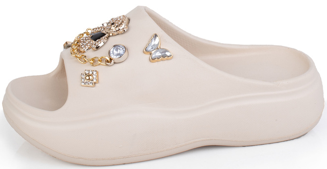 BEŻOWE LEKKIE KLAPKI SANDAŁY Z OZDOBAMI LIRIZA 3