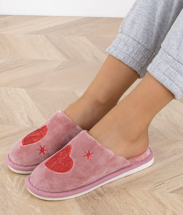 RÓŻOWE DOMOWE DAMSKIE KAPCIE Z OZDOBĄ LILIBET