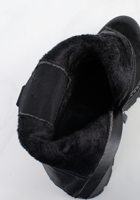 DAMSKIE CZARNE ZAMSZOWE BOTKI TRAPERY OCIEPLANE LAVENA 8