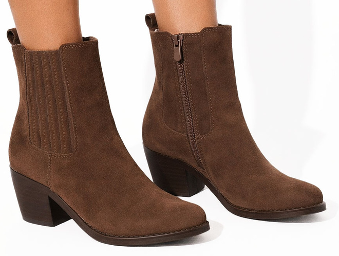 DAMSKIE BRĄZOWE ZAMSZOWE BOTKI KOZAKI NA SŁUPKU ZAMEK 2