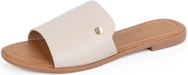 BEŻOWE KLASYCZNE KLAPKI WSUWANE DAMSKIE SKÓRZANE VERICIA 3