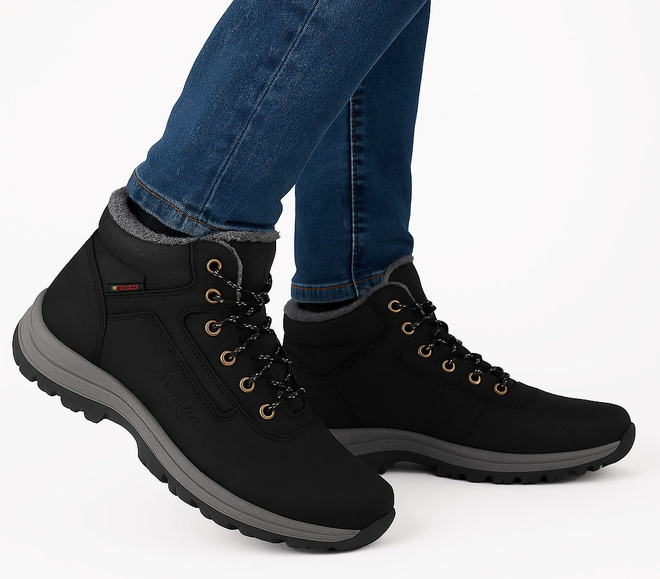 CZARNE MĘSKIE OCIEPLANE BUTY TREKKINGOWE TRAPERY 2