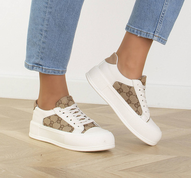 BEŻOWE SNEAKERSY TRAMPKI NA PLATFORMIE BEGI
