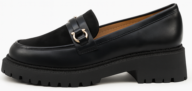 CZARNE PÓŁBUTY MOKASYNY MATOWE Z ŁAŃCUCHEM HELORI 3