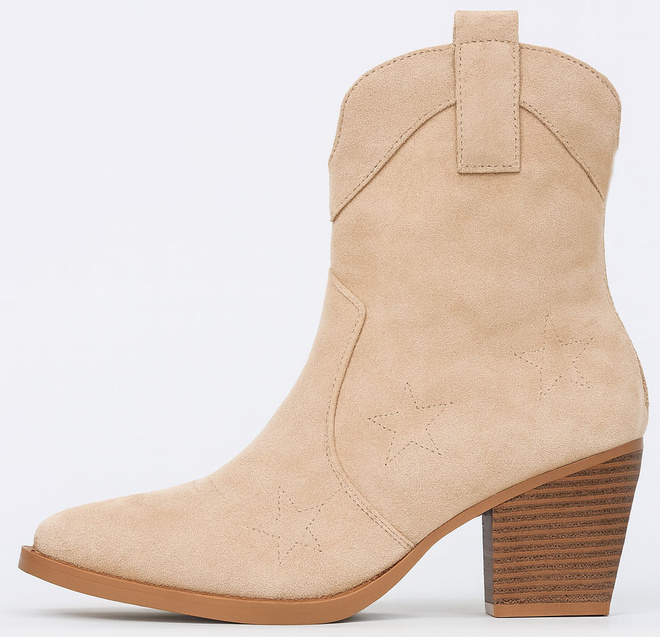 BEŻOWE ZAMSZOWE WYSOKIE KOWBOJKI BOTKI SŁUPEK DORITA 3