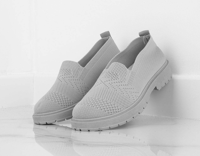 SZARE TENISÓWKI MOKASYNY KORONKOWE HAPE 6