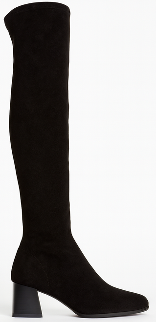 CZARNE DAMSKIE ZAMSZOWE KOZAKI NA OBCASIE ZAMEK 1