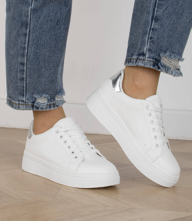 BIAŁE SNEAKERSY TRAMPKI KLASYCZNE NA PLATFORMIE ANDI