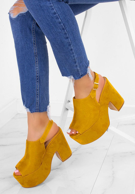 ŻÓŁTE ZAMSZOWE SANDAŁY NA PLATFORMIE BONJOUR