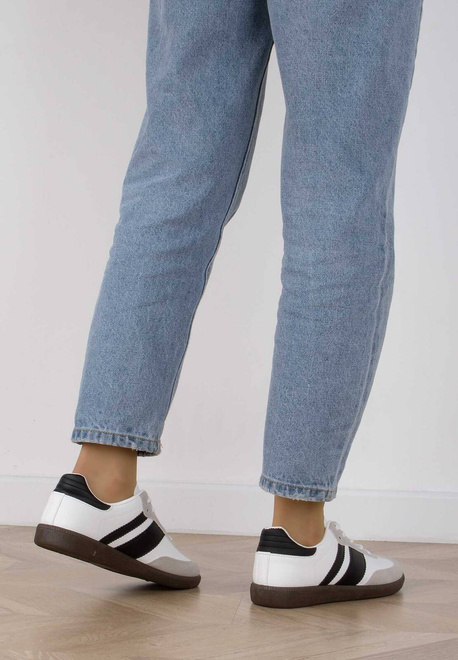 BIAŁE SNEAKERSY TRAMPKI WSTAWKI SKÓRZANE SPORTOWE SANDRA 7