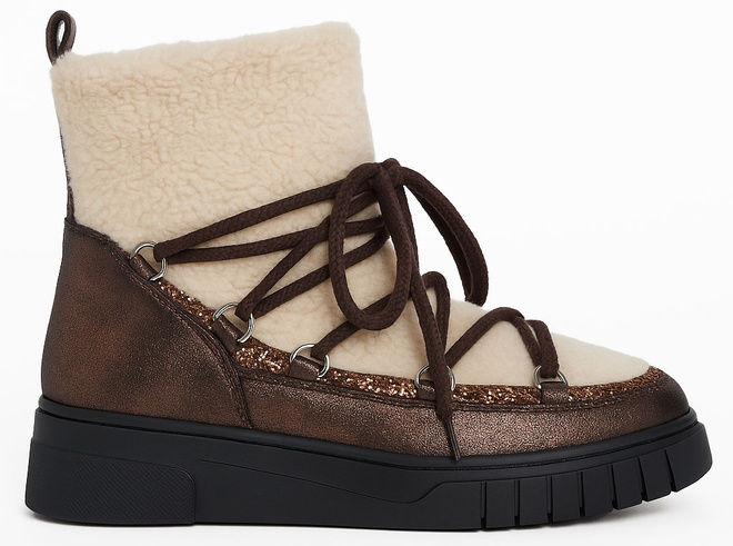 OCIEPLANE ŚNIEGOWCE BOTKI NA PLATFORMIE BRĄZOWE CORINE 1