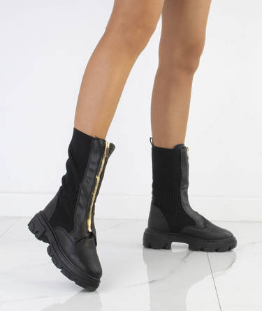 CZARNE BOTKI GLANY WYSOKIE KOZAKI TAMARA