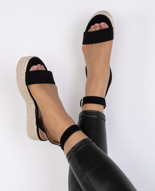 CZARNE SANDAŁY ESPADRYLE DAMSKIE NA PLATFORMIE BILLIE 7