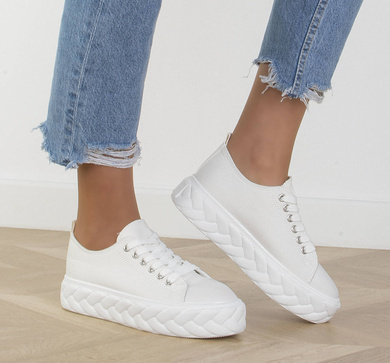 BIAŁE SNEAKERSY TRAMPKI GRUBA PODESZWA MASSY
