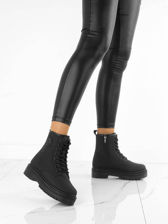 CZARNE MATOWE BOTKI GLANY TRAPERY FLORAI