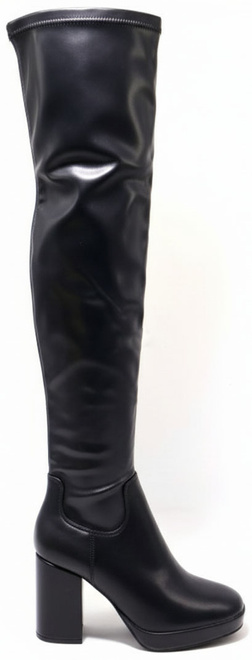 CZARNE DAMSKIE SKÓRZANE KOZAKI ZA KOLANO WYSOKIE DOBI 1