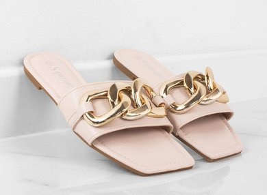 BEŻOWE KLAPKI Z ŁAŃCUCHEM BITORIA