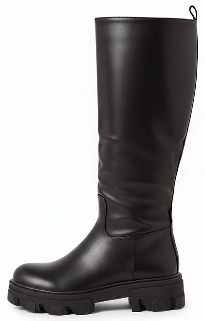 CZARNE BOTKI GLANY WYSOKIE KOZAKI PLATFORMA ELISS 3