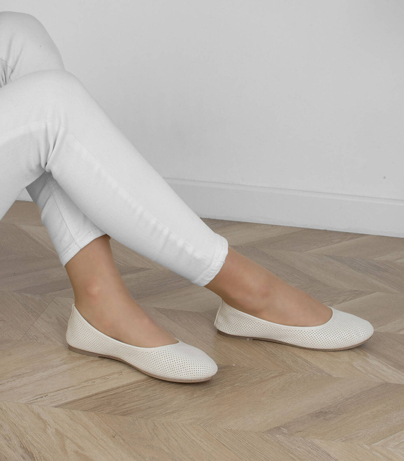 BEŻOWE BALERINKI TENISÓWKI AŻUROWE SLIP ON WSUWANE ROSINA 8