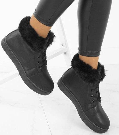 CZARNE SKÓRZANE OCIEPLANE TRAMPKI GABIE 3