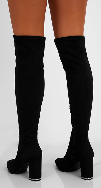 DAMSKIE CZARNE WYSOKIE KOZAKI ZAMSZOWE NA SŁUPKU ERANI 2