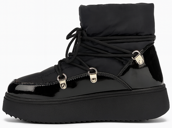 CZARNE OCIEPLANE ŚNIEGOWCE BOTKI PLATFORMA WSUWANE  3