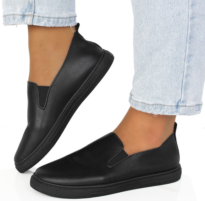 CZARNE TENISÓWKI BALERINKI WSUWANE SLIP ON ALVERY 4